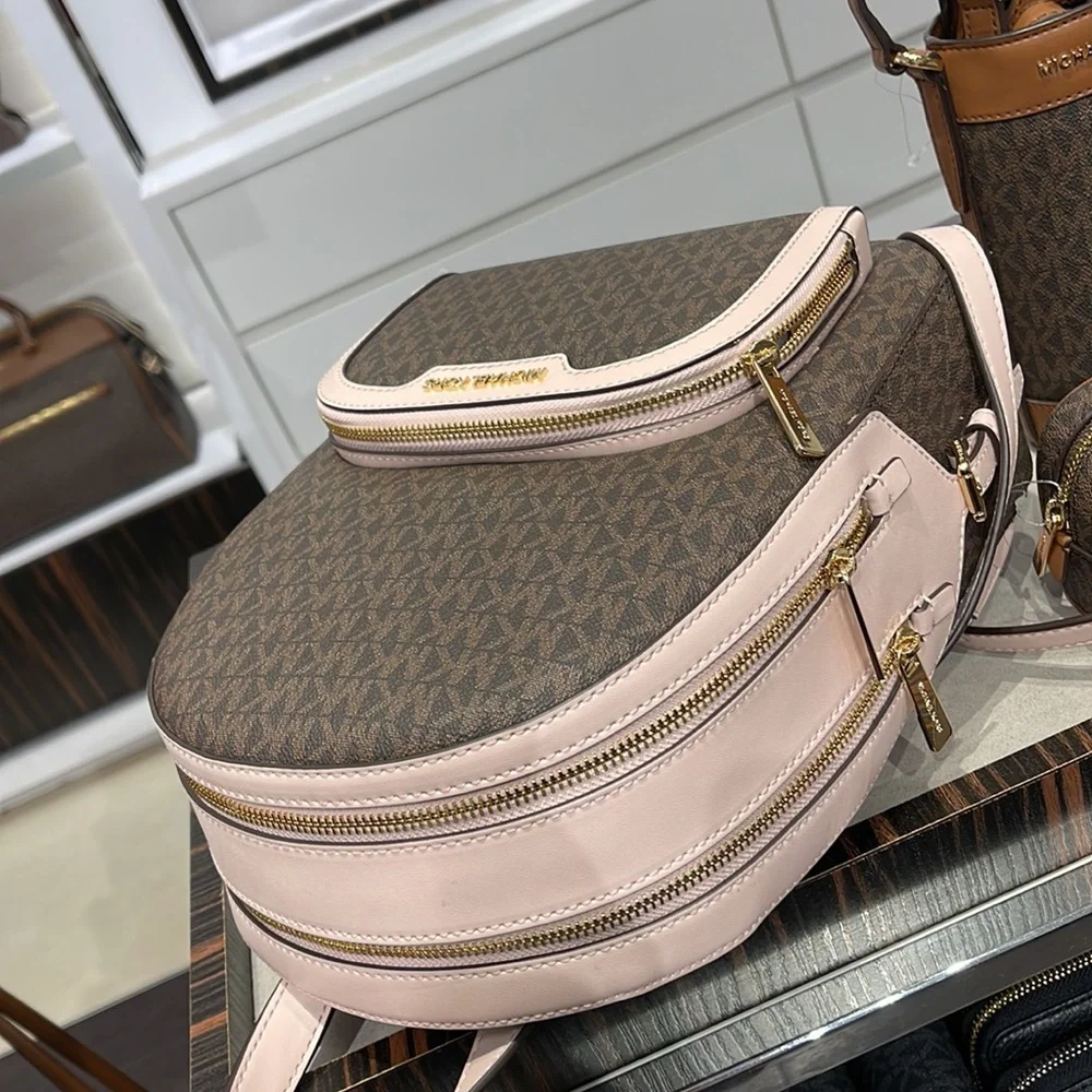 Michael Kors Backpack Bag Jaycee Md Backpack Powder Blush 35S2G8TB2B Brown